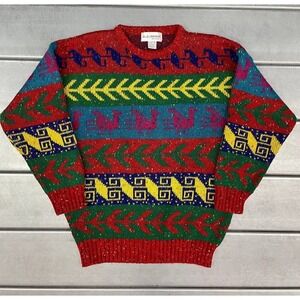 Vintage‎ EZ Spirit Aztec Sweater Womens Small Petite Southwestern Wool Blend